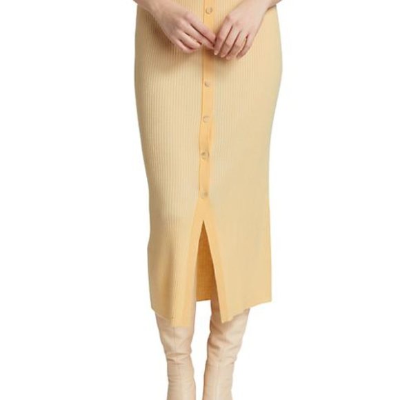 NADAAM SILK Cashmere Yellow Pencil MIDI skirt M